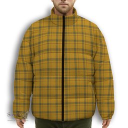 ScotsTee Shop Scottish Houston Modern Premium Tartan Collar Down Jacket Winter White Duck Down Plaid