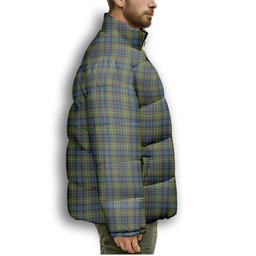 ScotsTee Shop Scottish McClellan Ancient Premium Tartan Collar Down Jacket Winter White Duck Down Plaid