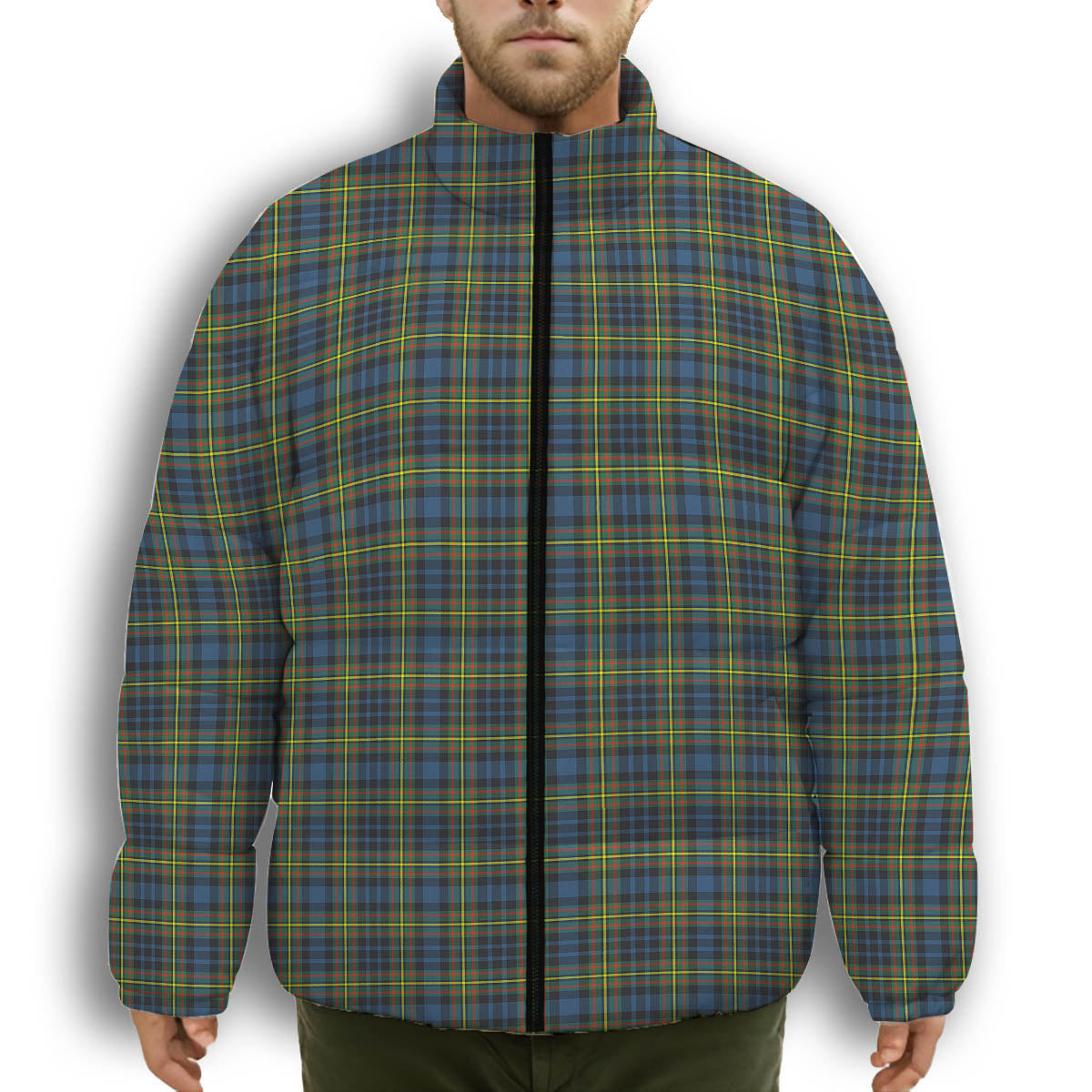 ScotsTee Shop Scottish McClellan Ancient Premium Tartan Collar Down Jacket Winter White Duck Down Plaid
