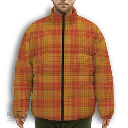 ScotsTee Shop Scottish MacMillan Dress Ancient Premium Tartan Collar Down Jacket Winter White Duck Down Plaid