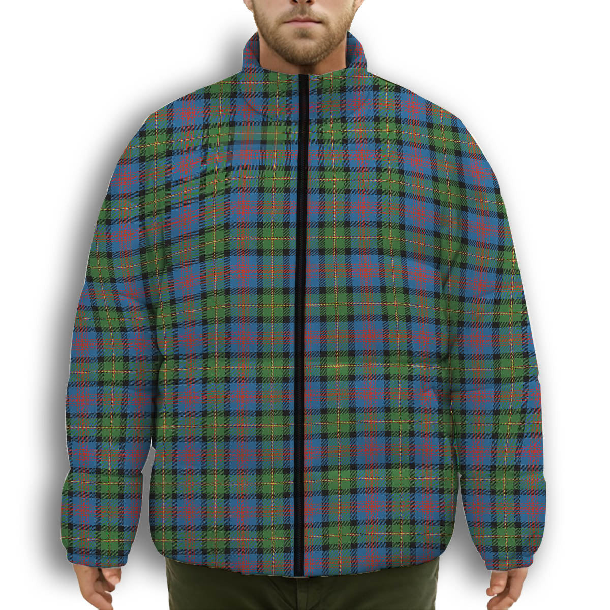ScotsTee Shop Scottish MacLennan Ancient Premium Tartan Collar Down Jacket Winter White Duck Down Plaid
