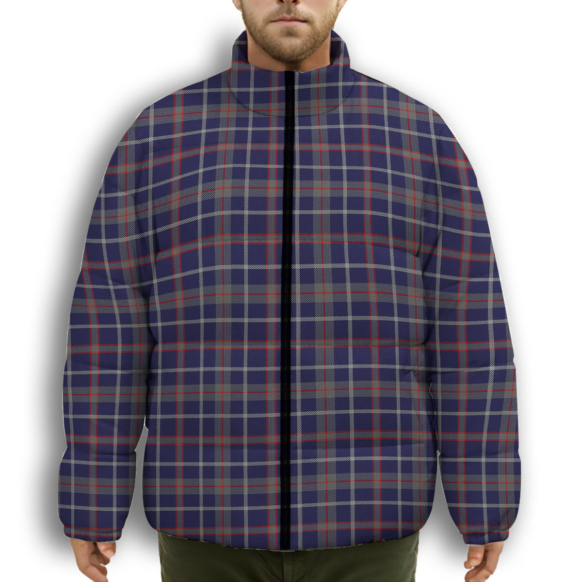 ScotsTee Shop Scottish Yamaha Marine Best In Class Premium Tartan Collar Down Jacket Winter White Duck Down Plaid