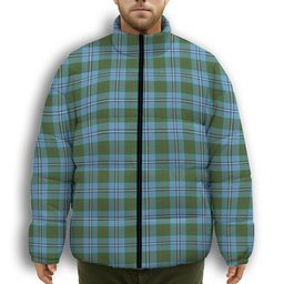 ScotsTee Shop Scottish Irvine of Glentulchan Modern Premium Tartan Collar Down Jacket Winter White Duck Down Plaid