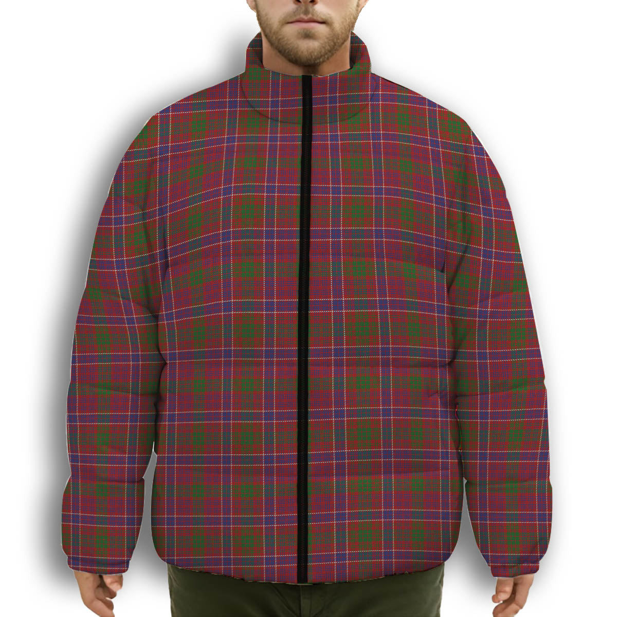 ScotsTee Shop Scottish McRae Red Premium Tartan Collar Down Jacket Winter White Duck Down Plaid