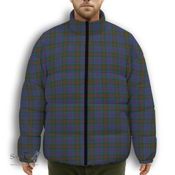 ScotsTee Shop Scottish Stewart of Appin 2 Premium Tartan Collar Down Jacket Winter White Duck Down Plaid