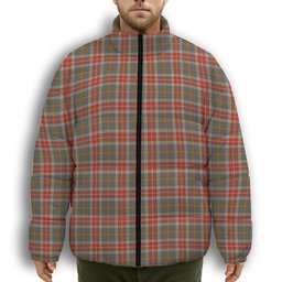 ScotsTee Shop Scottish Muirhead Hunting Ancient Premium Tartan Collar Down Jacket Winter White Duck Down Plaid
