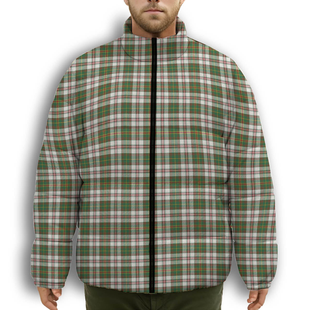 ScotsTee Shop Scottish Hay Dress Modern Premium Tartan Collar Down Jacket Winter White Duck Down Plaid