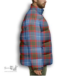 ScotsTee Shop Scottish Sydserf Premium Tartan Collar Down Jacket Winter White Duck Down Plaid