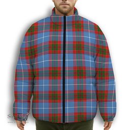 ScotsTee Shop Scottish Sydserf Premium Tartan Collar Down Jacket Winter White Duck Down Plaid