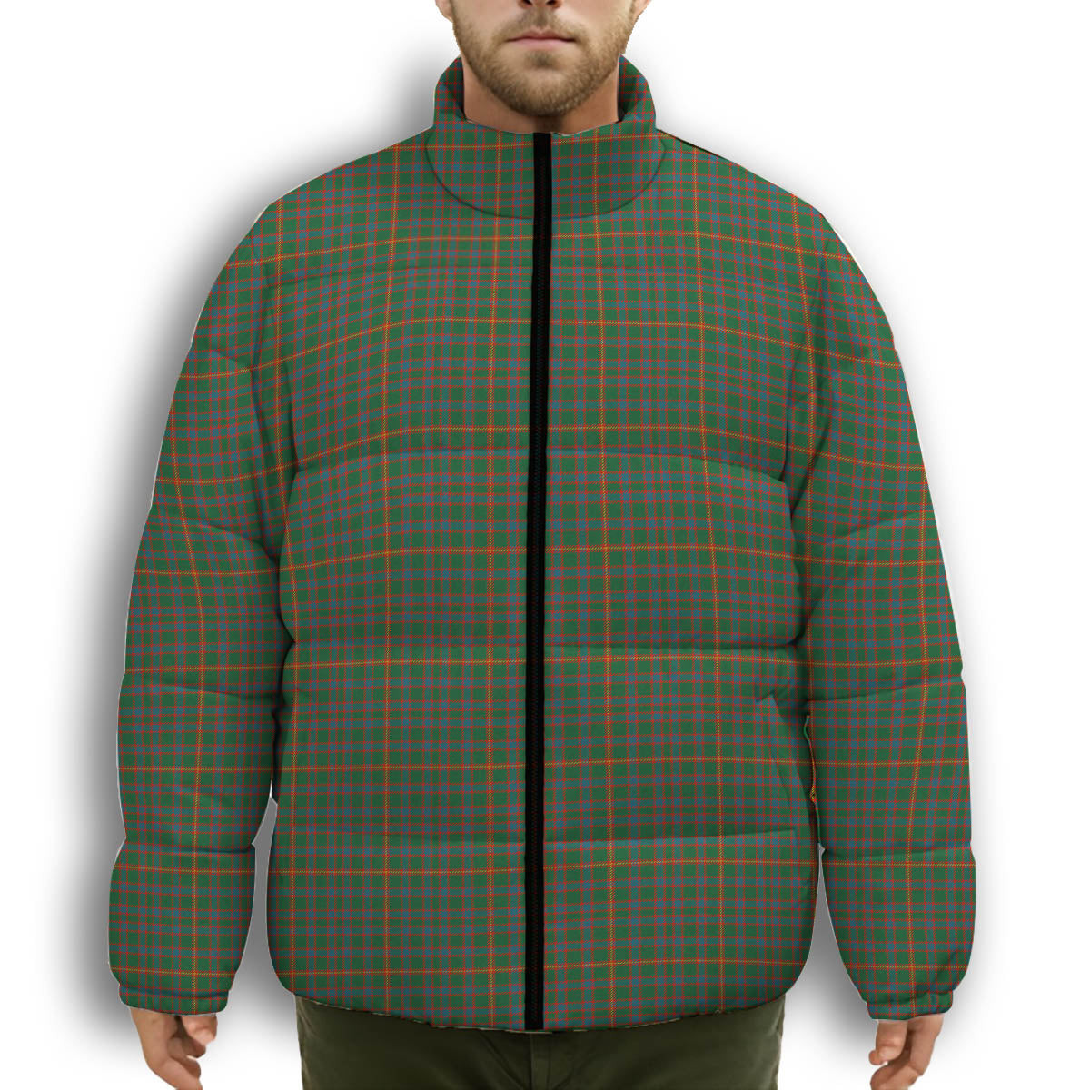 ScotsTee Shop Scottish Hall Ancient Premium Tartan Collar Down Jacket Winter White Duck Down Plaid