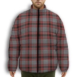 ScotsTee Shop Scottish Little of Morton Rigg Ancient Premium Tartan Collar Down Jacket Winter White Duck Down Plaid