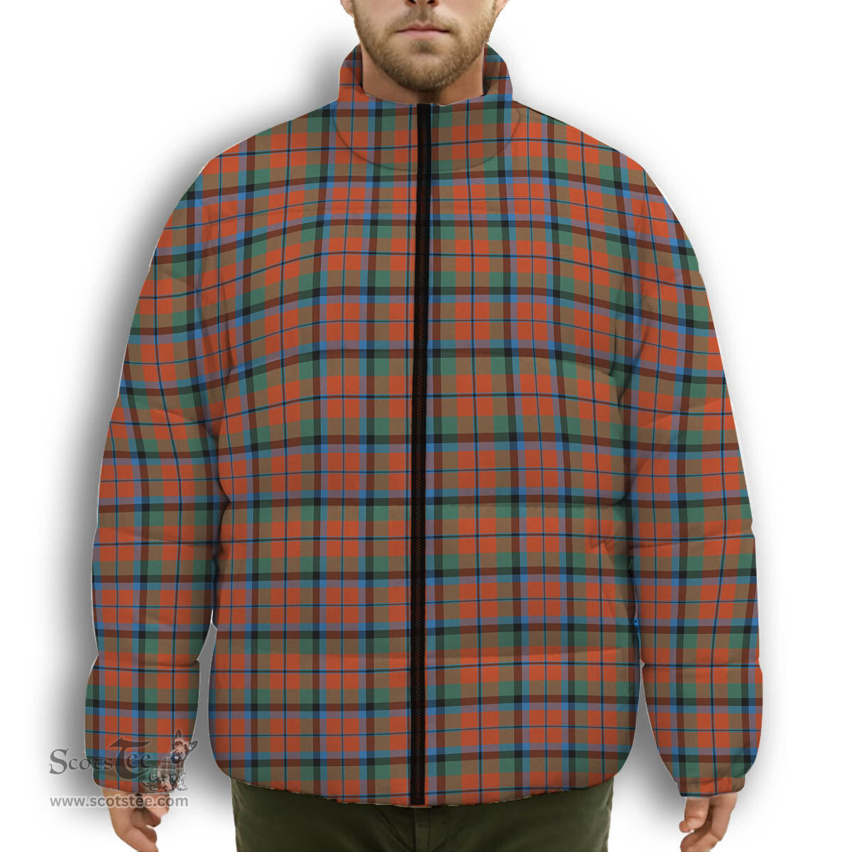 ScotsTee Shop Scottish MacNaughton Ancient Premium Tartan Collar Down Jacket Winter White Duck Down Plaid