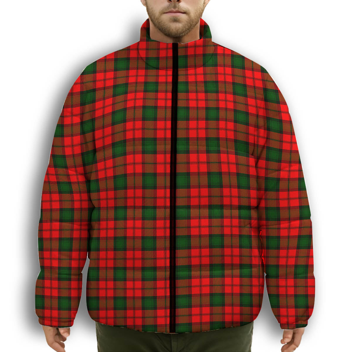 ScotsTee Shop Scottish Kerr Modern Premium Tartan Collar Down Jacket Winter White Duck Down Plaid