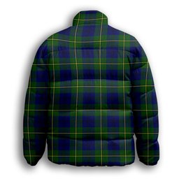 ScotsTee Shop Scottish Johnston Modern Premium Tartan Collar Down Jacket Winter White Duck Down Plaid