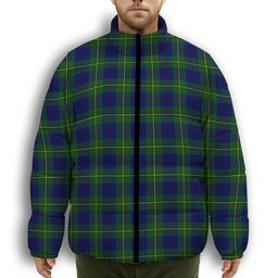 ScotsTee Shop Scottish Johnston Modern Premium Tartan Collar Down Jacket Winter White Duck Down Plaid