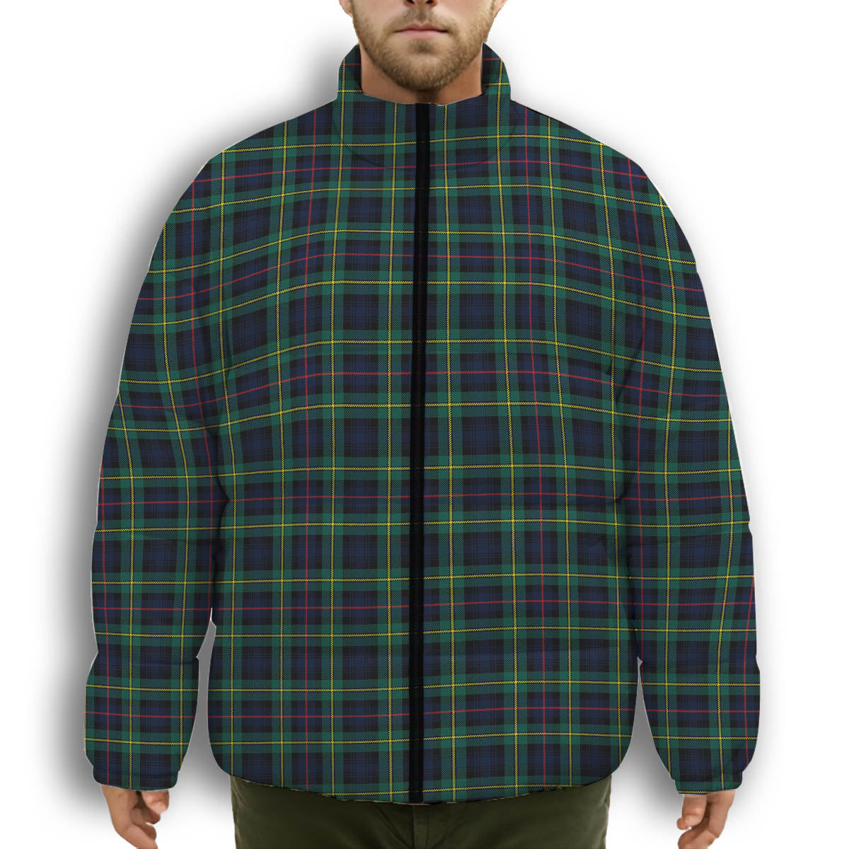 ScotsTee Shop Scottish McLeod of Skye Modern Premium Tartan Collar Down Jacket Winter White Duck Down Plaid