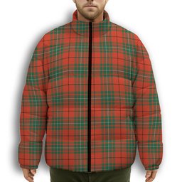 ScotsTee Shop Scottish MacAuley Ancient Premium Tartan Collar Down Jacket Winter White Duck Down Plaid