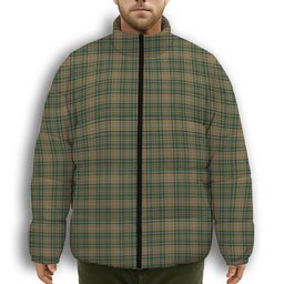 ScotsTee Shop Scottish O'Farrell Premium Tartan Collar Down Jacket Winter White Duck Down Plaid