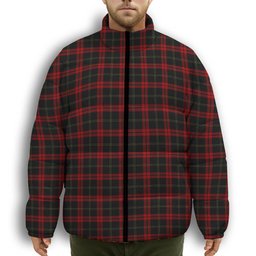 ScotsTee Shop Scottish Harvie Premium Tartan Collar Down Jacket Winter White Duck Down Plaid