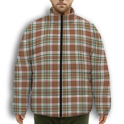 ScotsTee Shop Scottish McAlister Dress Ancient Premium Tartan Collar Down Jacket Winter White Duck Down Plaid