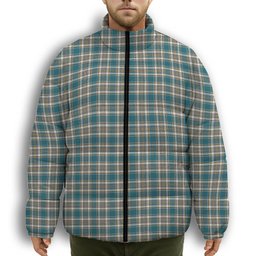 ScotsTee Shop Scottish Livingstone Dress Ancient Premium Tartan Collar Down Jacket Winter White Duck Down Plaid