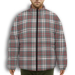 ScotsTee Shop Scottish McBain Dress Modern Premium Tartan Collar Down Jacket Winter White Duck Down Plaid