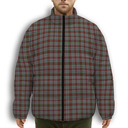 ScotsTee Shop Scottish Metcalf Premium Tartan Collar Down Jacket Winter White Duck Down Plaid