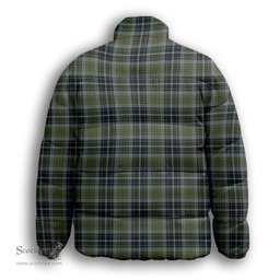 ScotsTee Shop Scottish MacBean Hunting Premium Tartan Collar Down Jacket Winter White Duck Down Plaid