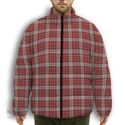 ScotsTee Shop Scottish McDougall Dress Premium Tartan Collar Down Jacket Winter White Duck Down Plaid