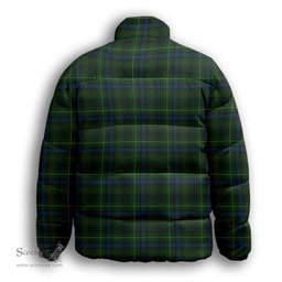 ScotsTee Shop Scottish Stewart Hunting 1 Premium Tartan Collar Down Jacket Winter White Duck Down Plaid
