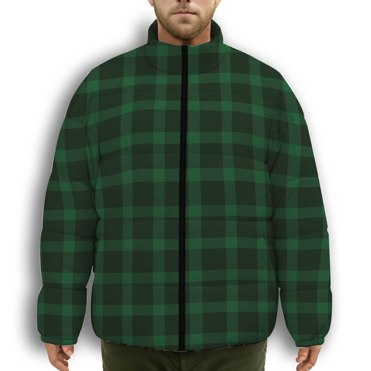 ScotsTee Shop Scottish MacKillen Hunting Premium Tartan Collar Down Jacket Winter White Duck Down Plaid