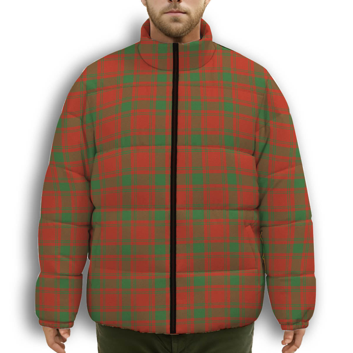 ScotsTee Shop Scottish McQuary Ancient Premium Tartan Collar Down Jacket Winter White Duck Down Plaid