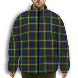 ScotsTee Shop Scottish Watson Modern Premium Tartan Collar Down Jacket Winter White Duck Down Plaid