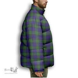 ScotsTee Shop Scottish MacKinlay Modern Premium Tartan Collar Down Jacket Winter White Duck Down Plaid