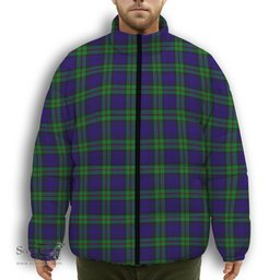ScotsTee Shop Scottish MacKinlay Modern Premium Tartan Collar Down Jacket Winter White Duck Down Plaid