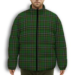 ScotsTee Shop Scottish MacAlpin Modern Premium Tartan Collar Down Jacket Winter White Duck Down Plaid