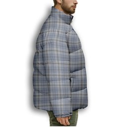 ScotsTee Shop Scottish Tweedie Premium Tartan Collar Down Jacket Winter White Duck Down Plaid