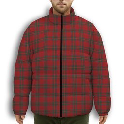 ScotsTee Shop Scottish Stewart of Rothesay 2 Premium Tartan Collar Down Jacket Winter White Duck Down Plaid