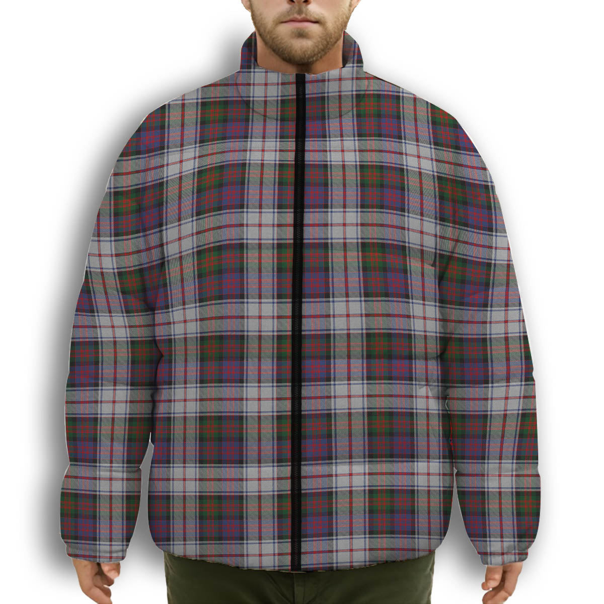 ScotsTee Shop Scottish McDonald Dress Modern Premium Tartan Collar Down Jacket Winter White Duck Down Plaid