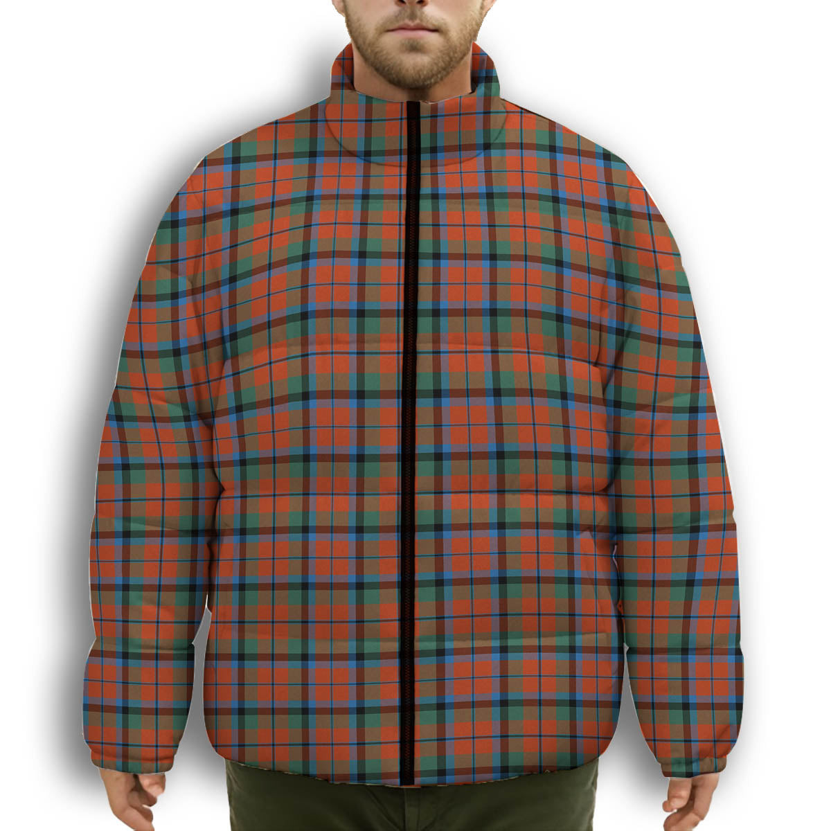 ScotsTee Shop Scottish MacCracken Ancient Premium Tartan Collar Down Jacket Winter White Duck Down Plaid