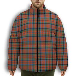 ScotsTee Shop Scottish MacCracken Ancient Premium Tartan Collar Down Jacket Winter White Duck Down Plaid