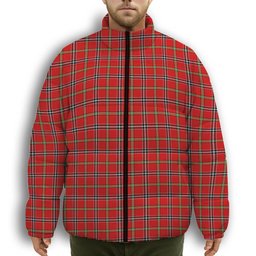 ScotsTee Shop Scottish Meldrum Dress Modern Premium Tartan Collar Down Jacket Winter White Duck Down Plaid