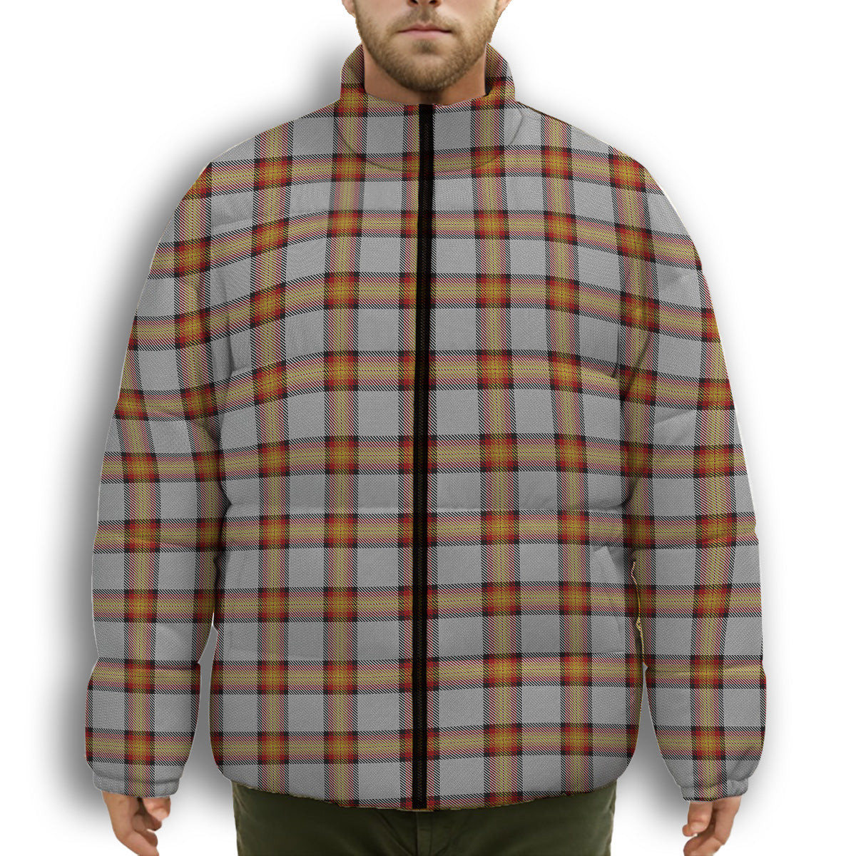 ScotsTee Shop Scottish Young, Christina Premium Tartan Collar Down Jacket Winter White Duck Down Plaid