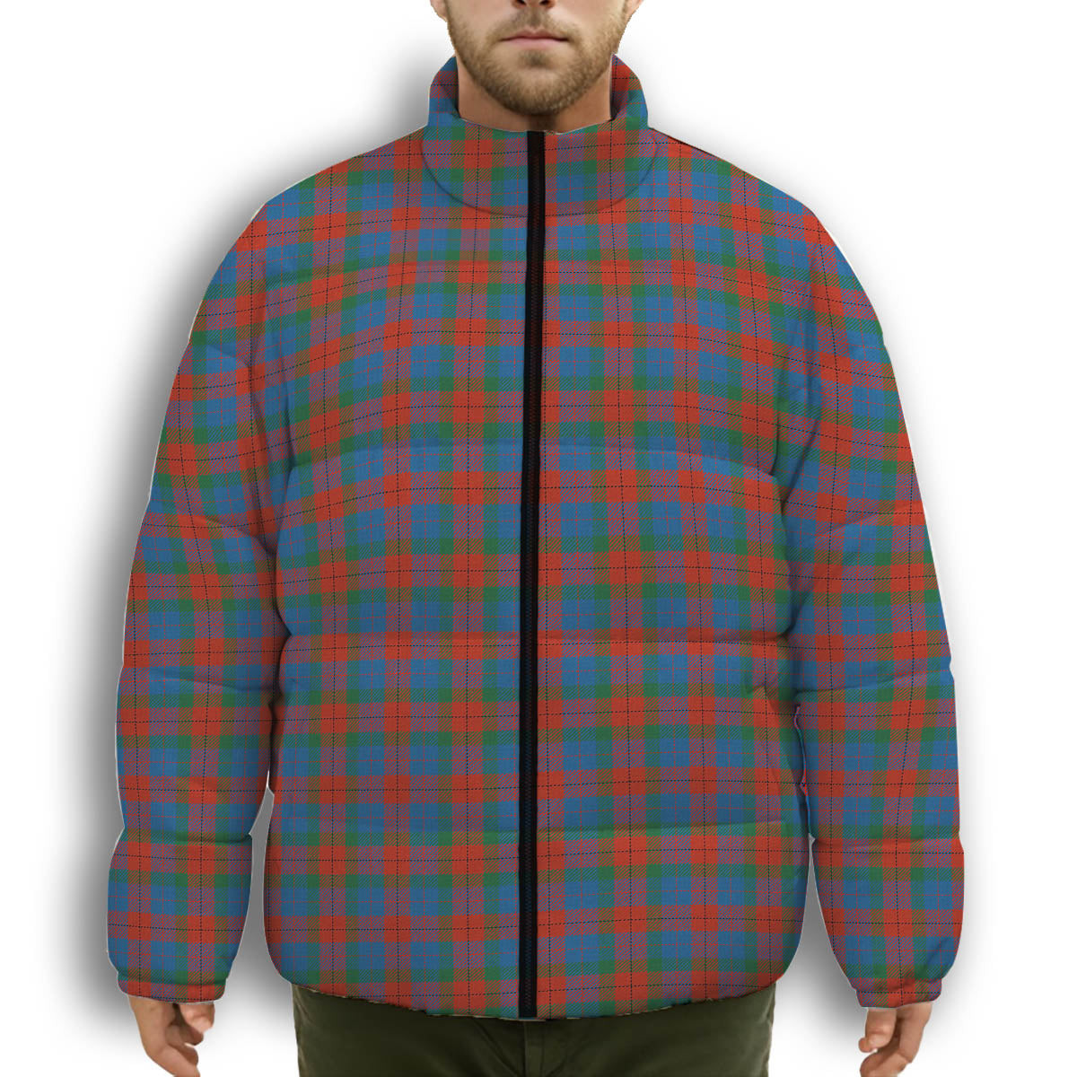ScotsTee Shop Scottish Skene of Cromar Ancient Premium Tartan Collar Down Jacket Winter White Duck Down Plaid