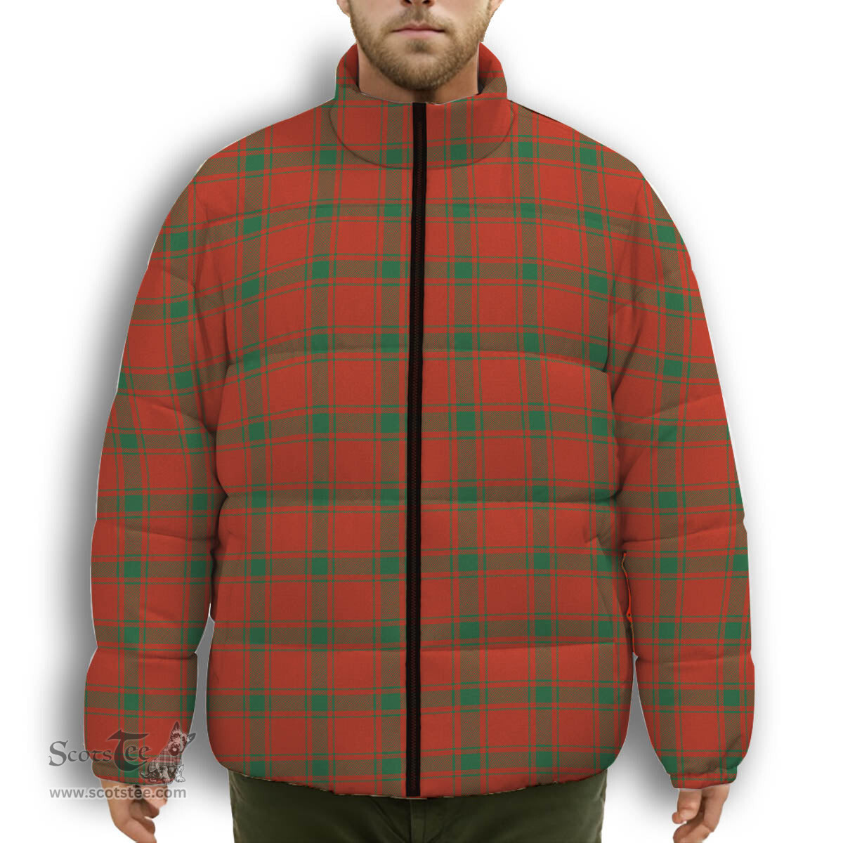 ScotsTee Shop Scottish McDonald of Sleat Ancient Premium Tartan Collar Down Jacket Winter White Duck Down Plaid