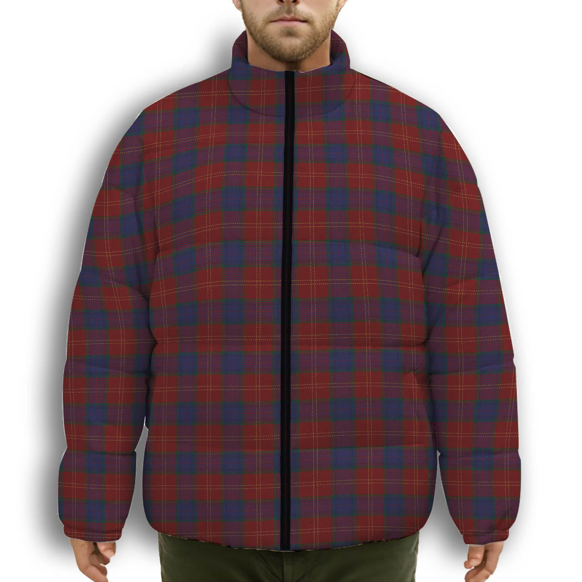 ScotsTee Shop Scottish MacEdward MacGregor Hastie Premium Tartan Collar Down Jacket Winter White Duck Down Plaid