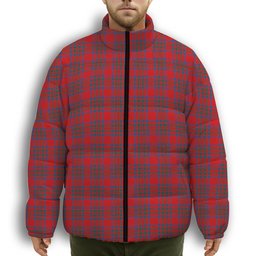 ScotsTee Shop Scottish Moffat District Modern Premium Tartan Collar Down Jacket Winter White Duck Down Plaid
