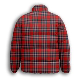 ScotsTee Shop Scottish McFarlane Red Modern Premium Tartan Collar Down Jacket Winter White Duck Down Plaid