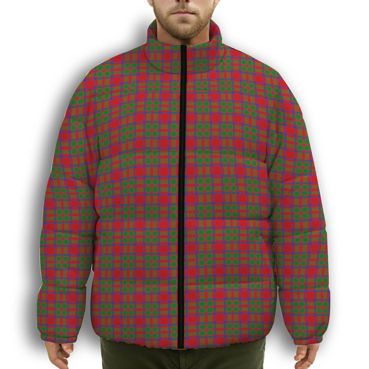 ScotsTee Shop Scottish MacIntosh Modern Premium Tartan Collar Down Jacket Winter White Duck Down Plaid