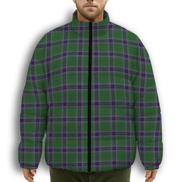 ScotsTee Shop Scottish Sinclair Green Premium Tartan Collar Down Jacket Winter White Duck Down Plaid